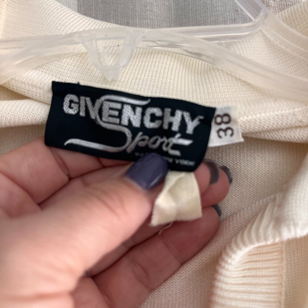 Vintage Givenchy Sport Sweater Cardigan - Cream Sz 38 - Picture 5 of 5
